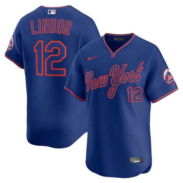 Men%27s New York Mets #12 Francisco Lindor Royal 2025 Alternate Limited Stitched Jersey Dzhi->new york mets->MLB Jersey